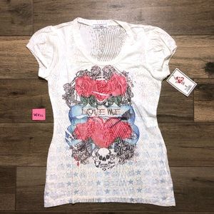 Love Amour White Short Sleeve Tee NWT